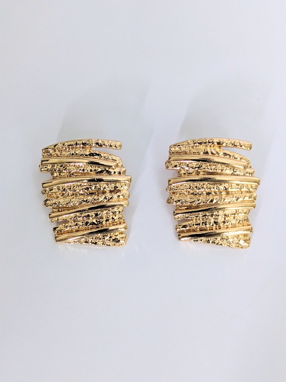 Gold Textured Statement Earrings